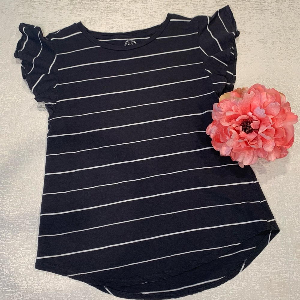 Women’s Strip Top with Ruffle Cap Sleeves